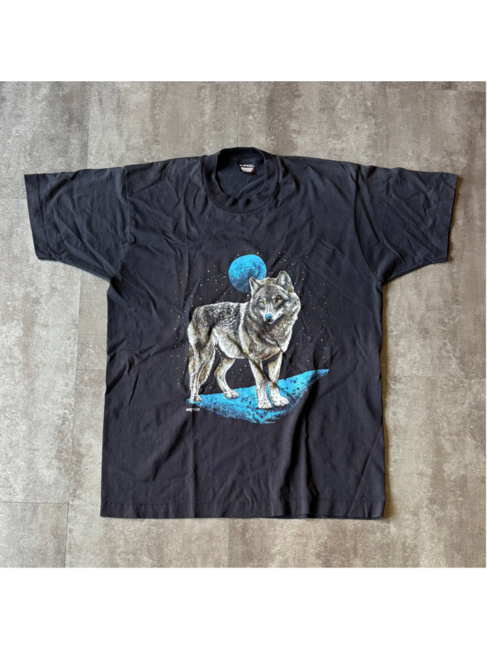 Vintage Nature Wolf Moon Shirt Mens XL Single Stitch Black